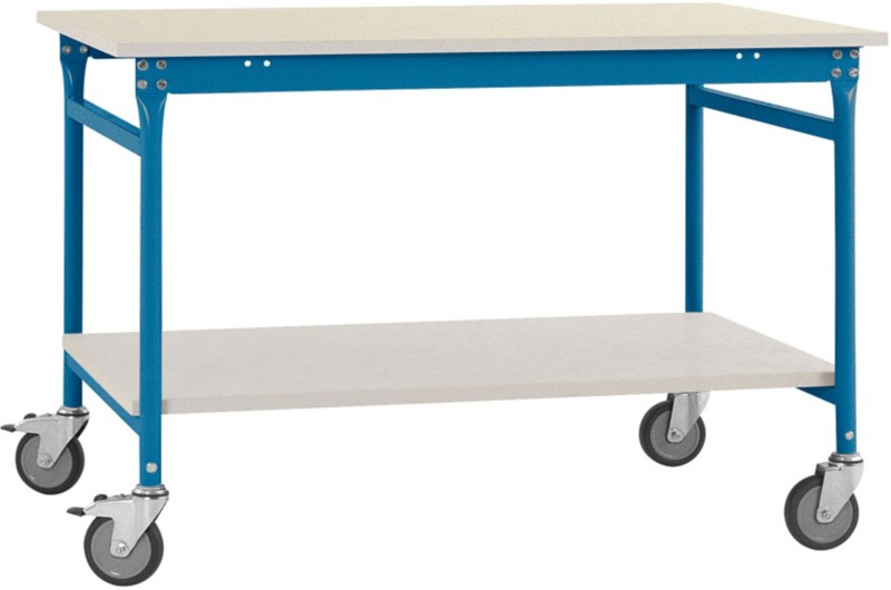 Manuflex Mobil Beistelltisch Melamin BASIS Brillantblau 750 x 500 x 850 mm