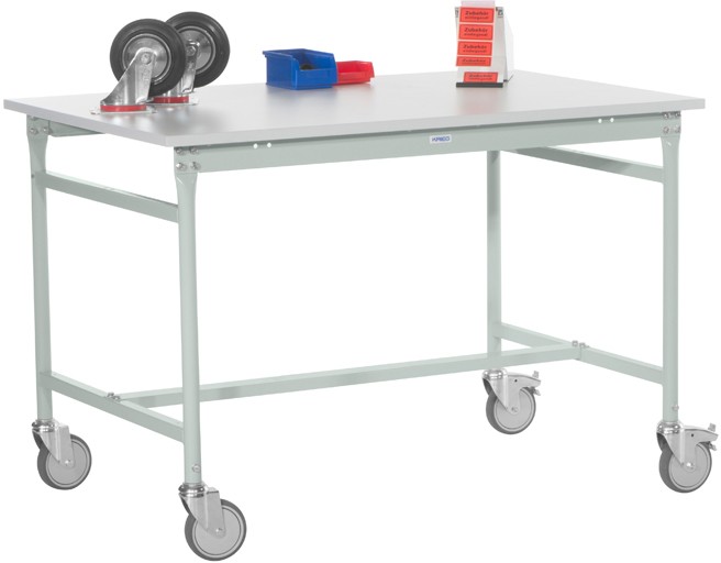Thumbnail - Manuflex Beistelltisch Mobil Basis Kunststoff Hellgrau 1.500 x 600 x 850 mm