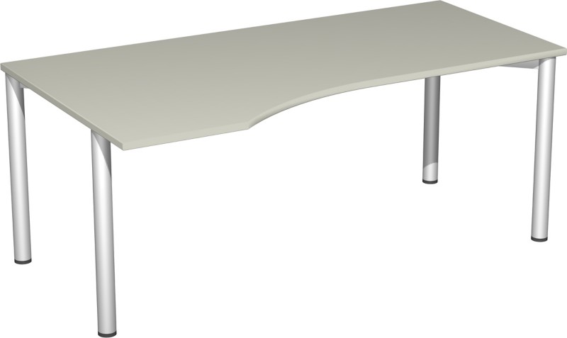 Image of 4 Fuß Flex PC-Schreibtisch links feste Höhe, 1800x1000x720, Lichtgrau/Silber