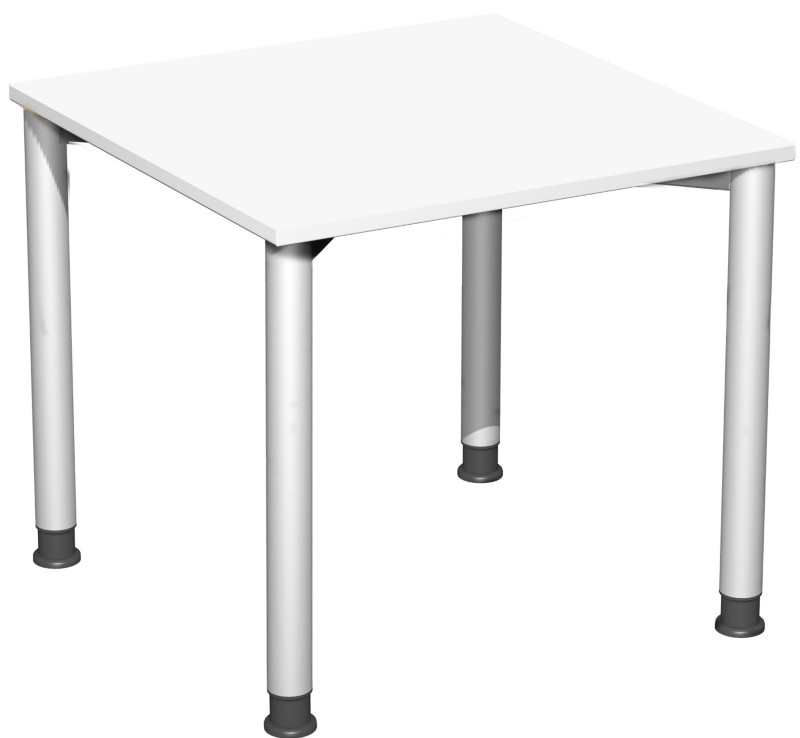 4 Fuß Flex Schreibtisch höhenverstellbar, 800x800x680-800, Weiß/Silber