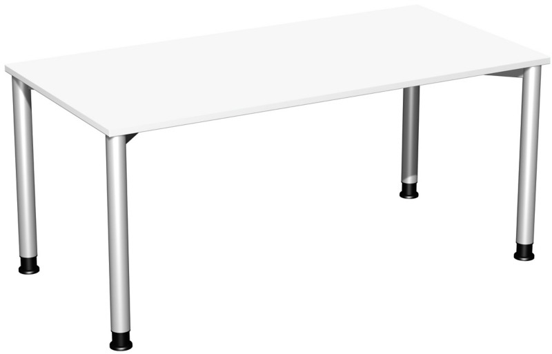 4 Fuß Flex Schreibtisch höhenverstellbar, 1600x800x680-800, Weiß/Silber