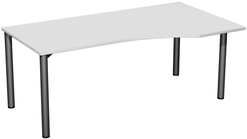 Image of 4 Fuß Flex PC-Schreibtisch rechts feste Höhe, 1800x1000x720, Lichtgrau/Anthrazit