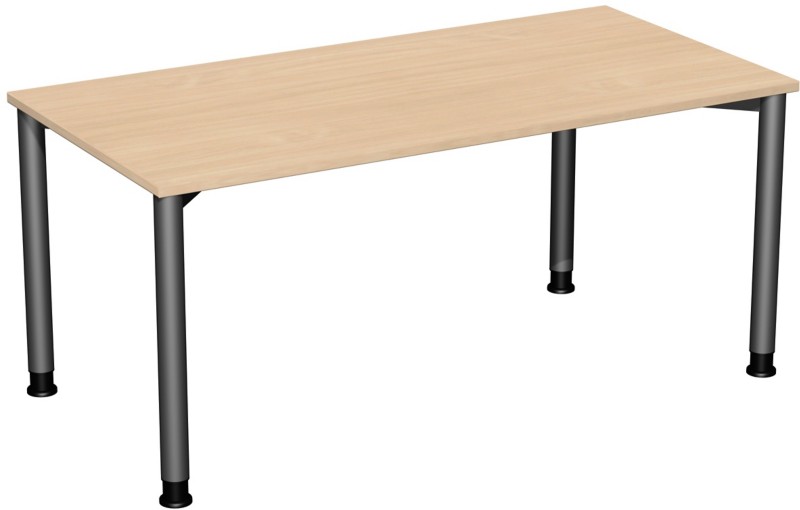 4 Fuß Flex Schreibtisch höhenverstellbar, 1600x800x680-800, Buche/Anthrazit