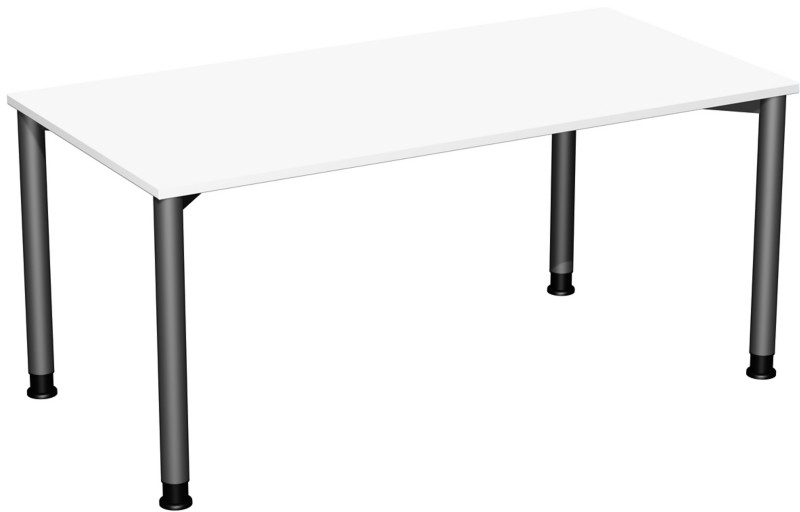 4 Fuß Flex Schreibtisch höhenverstellbar, 1600x800x680-800, Weiß/Anthrazit