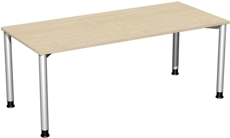 4 Fuß Flex Schreibtisch höhenverstellbar, 1800x800x680-800, Ahorn/Silber