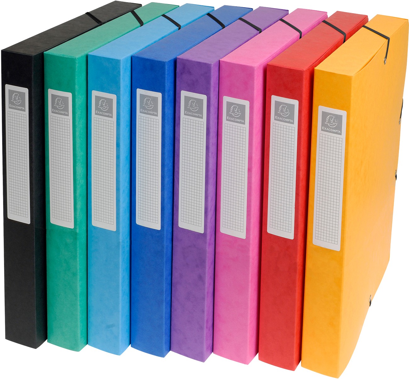 Exacompta Archivbox 50300E DIN A4 Pressspankarton 25 (B) x 33 (H) cm Farbig sortiert 2,5 cm 8 Stück