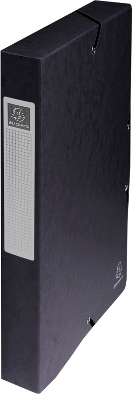 Exacompta Archivbox 50401E DIN A4 Pressspankarton 25 (B) x 33 (H) cm Schwarz 4,0 cm 8 Stück