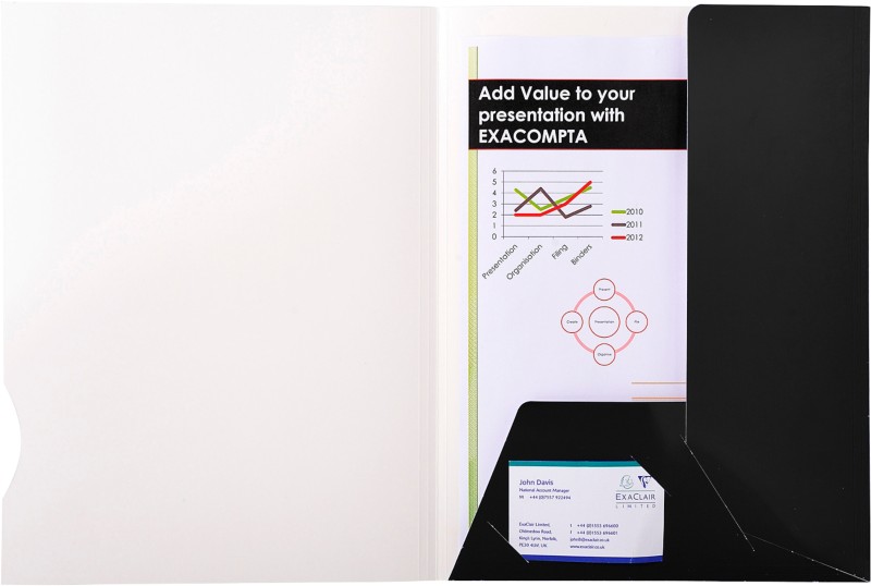 EXACOMPTA Lot de 20 chemises de présentation 2 rabats Chromolux - - 24x32 cm - Noir