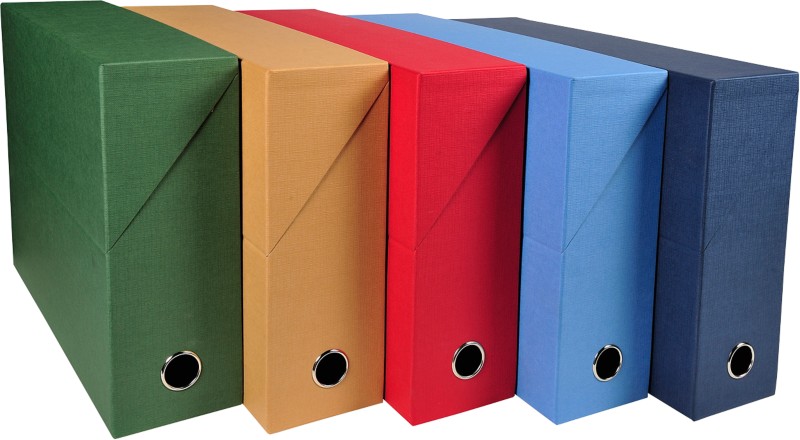 Thumbnail - Exacompta Archivbox 89520E DIN A4 Pappkarton 9,5 (B) x 34,5 (T) x 26 (H) cm Farbig sortiert 9,0 cm 5 Stück