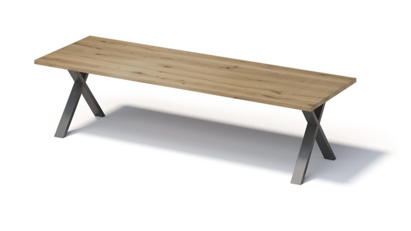 Bisley Fortis Konferenztisch Rechteckig Eiche Kreuz-Fuß 3.000 (B) x 1.000 (T) x 740 (H) mm Holz, Stahl