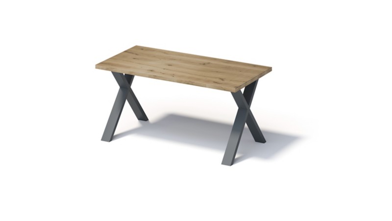 Bisley Fortis Table Regular, 1600 x 800 mm, gerade Kante, geölte Oberfläche, X-Gestell, Oberfläche: P natürlich / Gestel...