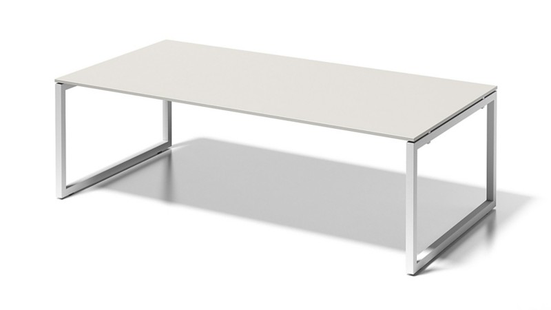 Cito Chefarbeitsplatz/Konferenztisch, 740 mm höhenfixes O-Gestell, H 19 x B 2400 x T 1200 mm, Dekor grauweiß, Gestell ve...