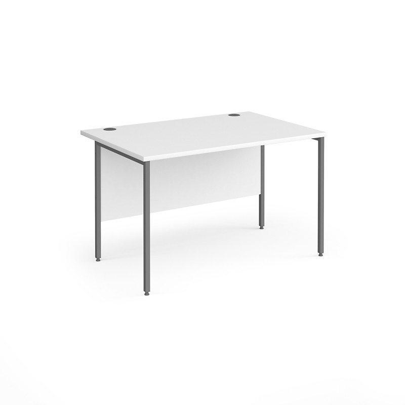 Dams International Rectangular Straight Desk with White MFC Top and Graphite H-Frame Legs Contract 25 1200 x 800 x 725mm