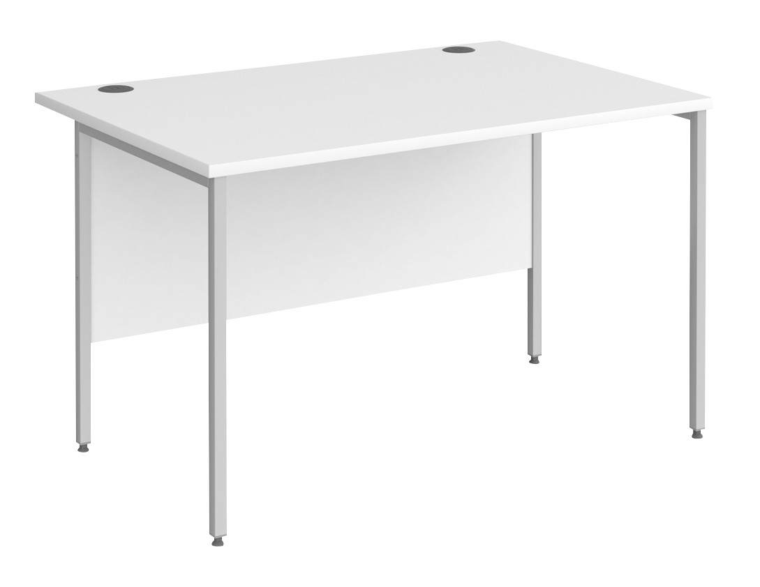 Dams International Contract 25 Straight Desk Rectangular White H-Frame 1,200 (W) X 800 (D) X 725 (H) Mm Mfc (Melamine Faced Chipboard)