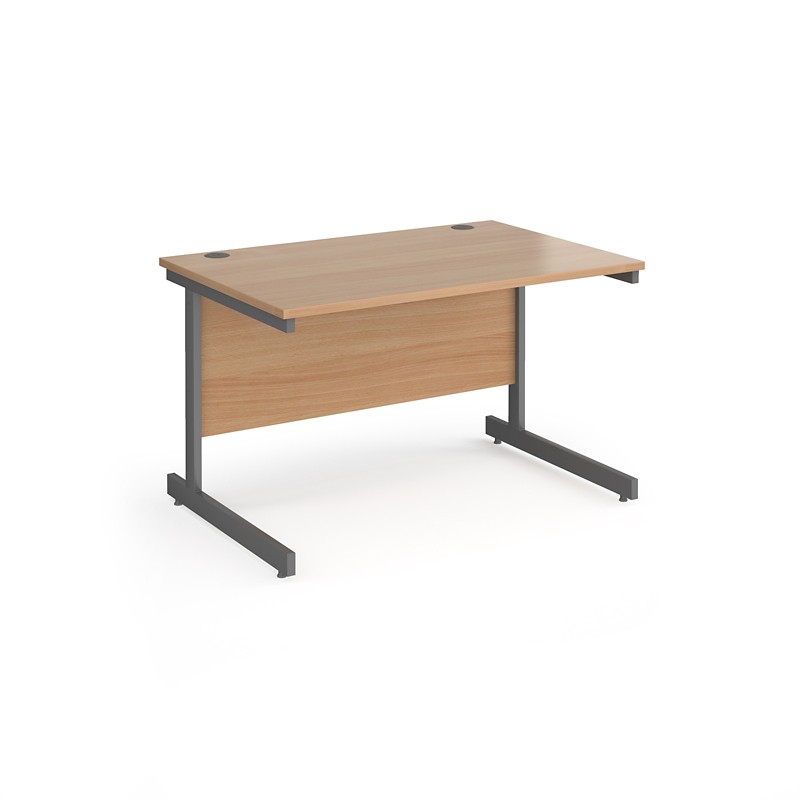 Rectangular Straight Desk with Beech Coloured MFC Top and Graphite Frame Cantilever Legs Contract 25 1200 x 800 x 725mm