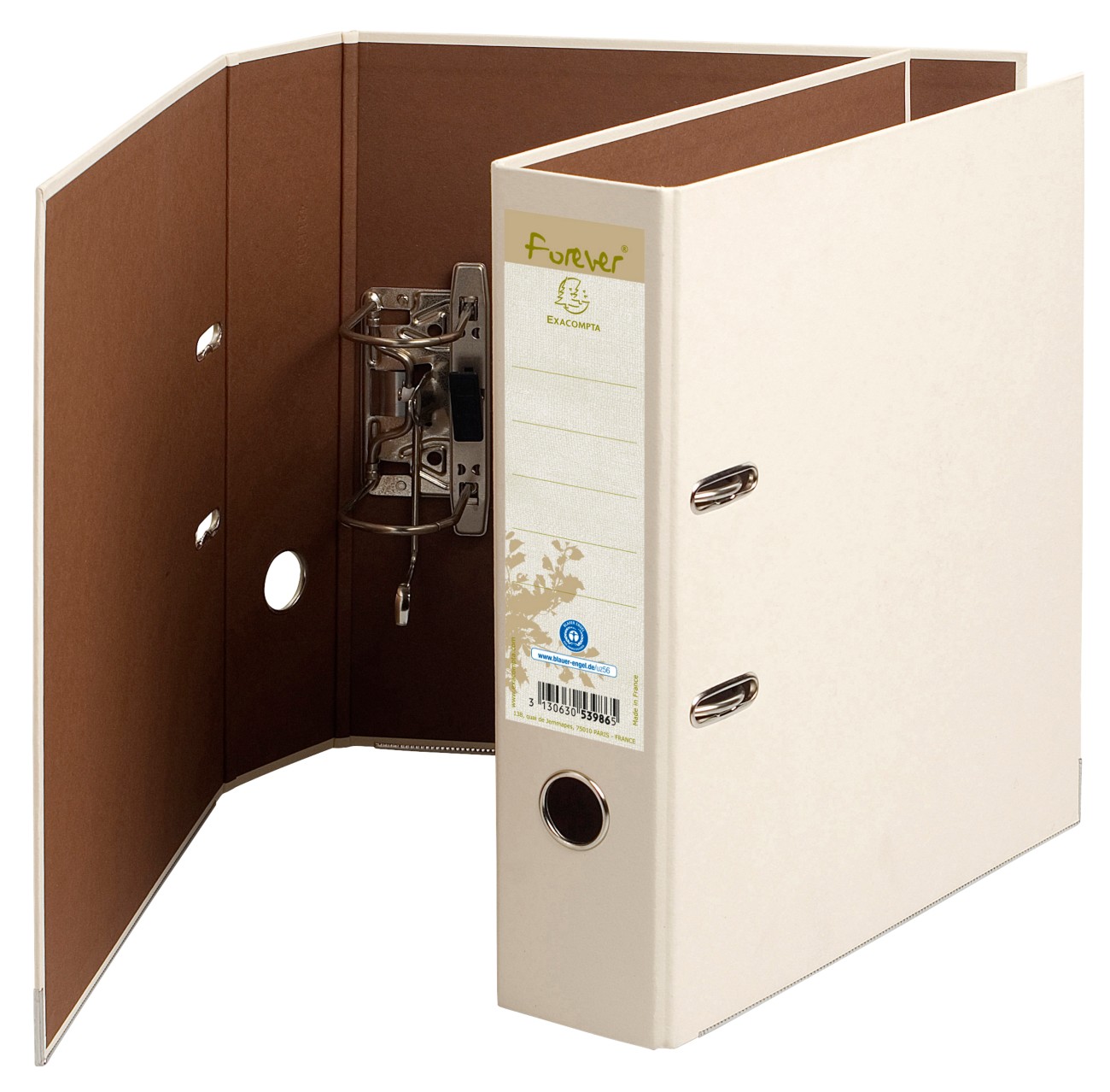 Exacompta Forever Ordner Breit DIN A4 80 mm Elfenbein 2 Ringe 53986SE Pappkarton Hochformat 10 Stück