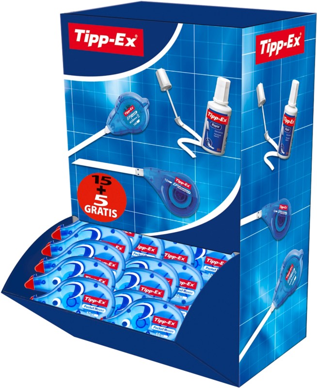 Tipp-Ex Pocket Mouse Nicht nachfüllbar Korrekturroller 4,2 mm x 10 m 15 Stück + 5 Gratis