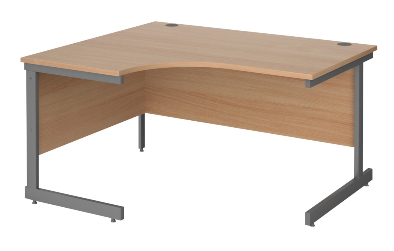 Dams International Contract 25 Left Hand Corner Desk Corner Beech Cantilever 1,400 (W) X 1,200 (D) X 725 (H) Mm Mfc (Melamine Faced Chipboard)
