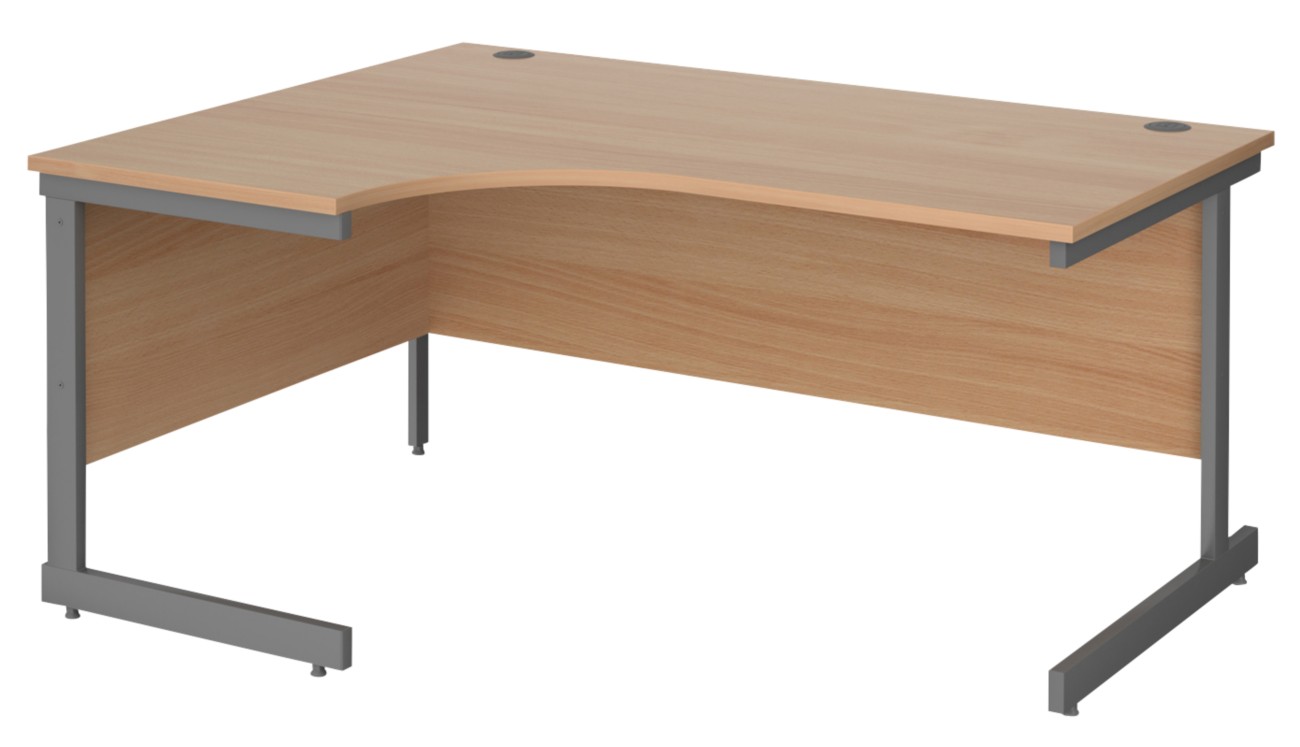 Dams International Contract 25 Left Hand Corner Desk Corner Beech Cantilever 1,600 (W) X 1,200 (D) X 725 (H) Mm Mfc (Melamine Faced Chipboard)