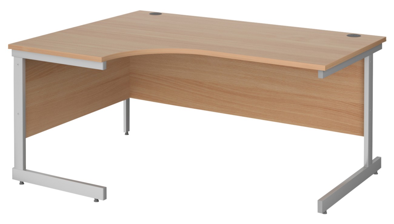 Dams International Contract 25 Left Hand Corner Desk Corner Beech Cantilever 1,600 (W) X 1,200 (D) X 725 (H) Mm Mfc (Melamine Faced Chipboard)