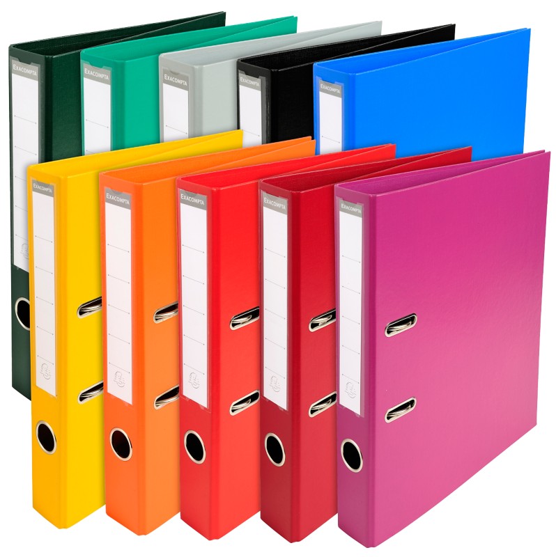 Exacompta Prem Touch Schmal Ordner DIN A4 50 mm Farbig sortiert 2 Ringe 53054E Pappkarton, PP (Polypropylen) Hochformat ...
