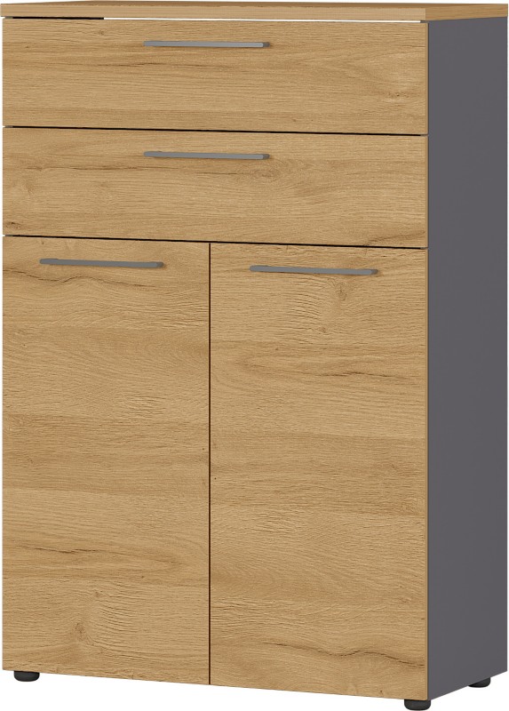 Thumbnail - GERMANIA Schrank Agenda Melamin 4233-564AUFB Graphit, Eiche 800 x 400 x 1.200 mm
