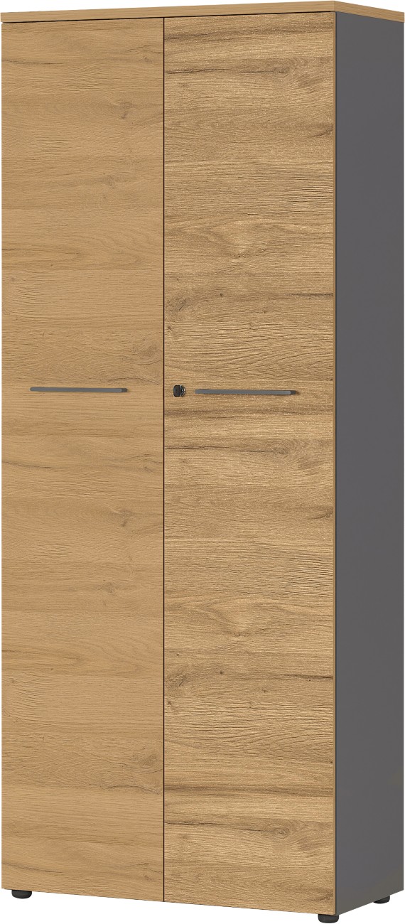 Germania Melamine Cupboard Lockable 800 X 400 X 1,970 Mm Brown, Graphite