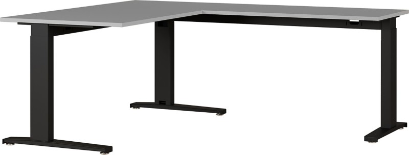 GERMANIA Höhenverstellbar Schreibtisch 8513-581AUFB Hellgrau, Schwarz 1.600 x 1.930 x 670 - 870 mm