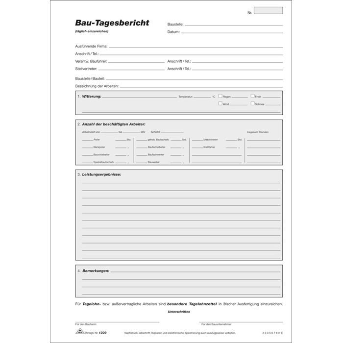 RNK Bautagebuch DIN A4 150 Blatt