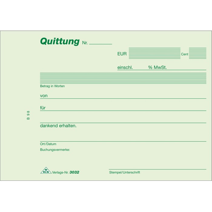 RNK Quittungsformulare DIN A6 Quer 2x40 Blatt Selbstdurchschreibend