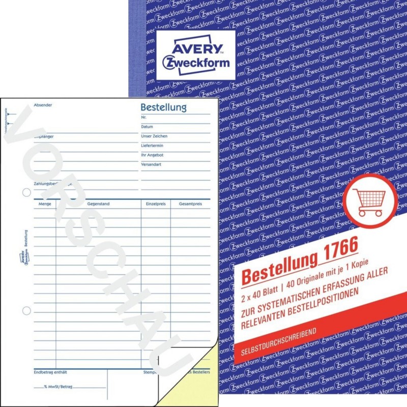 AVERY Zweckform Bestellbuch DIN A5 2 x 40 Blatt