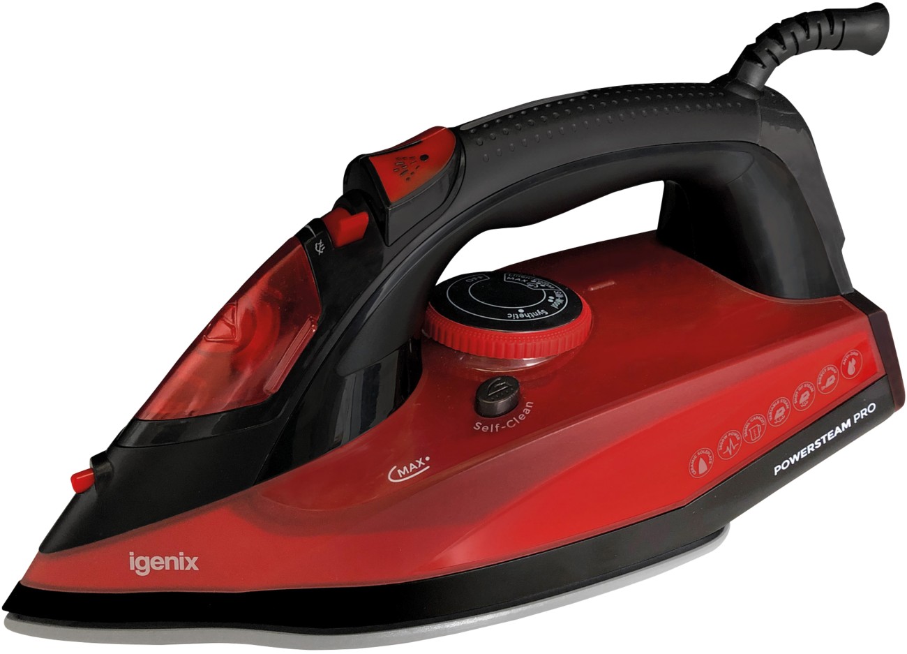 B&Q -  Ig3126 Powersteam Vertical Steam Iron380Ml Tank Capacity2600WRed/black - Image 9