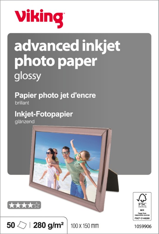 Viking Inkjet Fotopapier Glänzend DIN A6 280 g/m² Weiß 50 Blatt