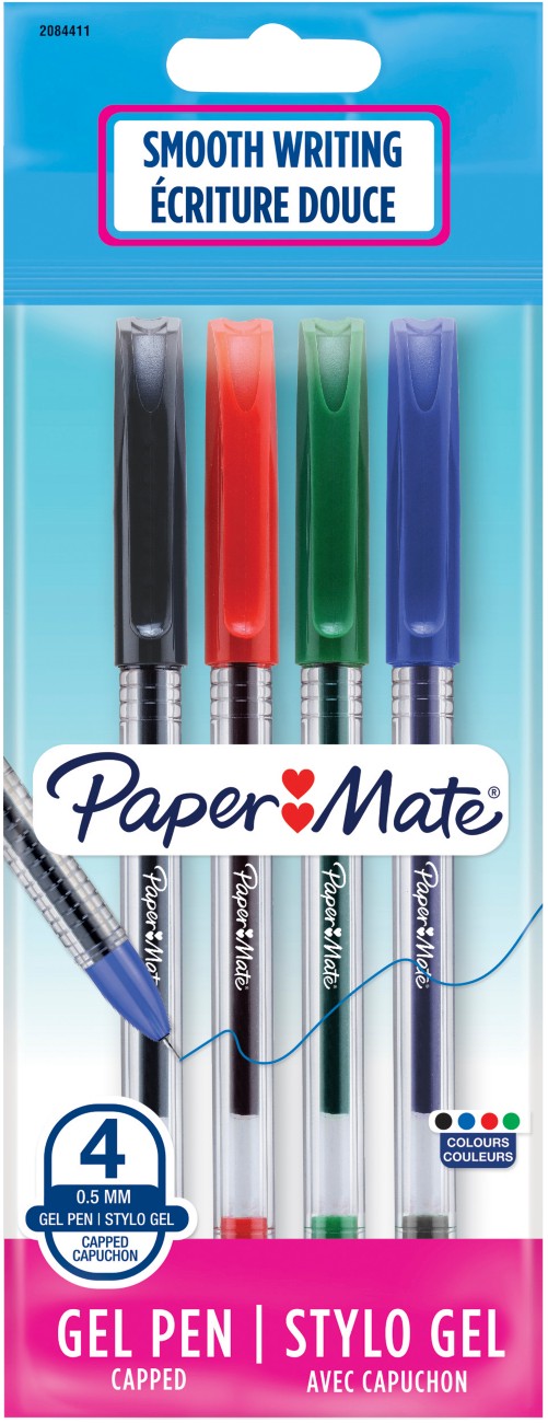 Papermate Jiffy Gel Pen 0.5 Mm Needlepoint Assorted Pack Of 4