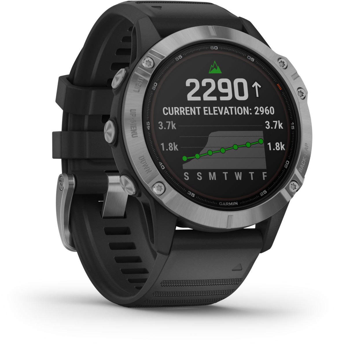 Garmin Sportuhr fenix 6 Solar Silber, Schwarz