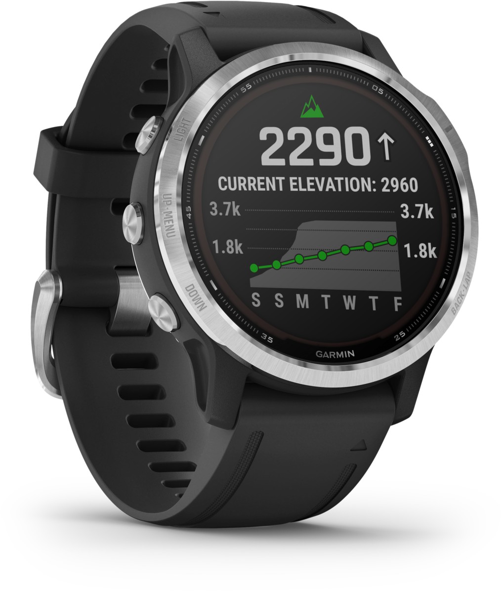 Garmin Sportuhr fenix 6s Solar Silber, Schwarz