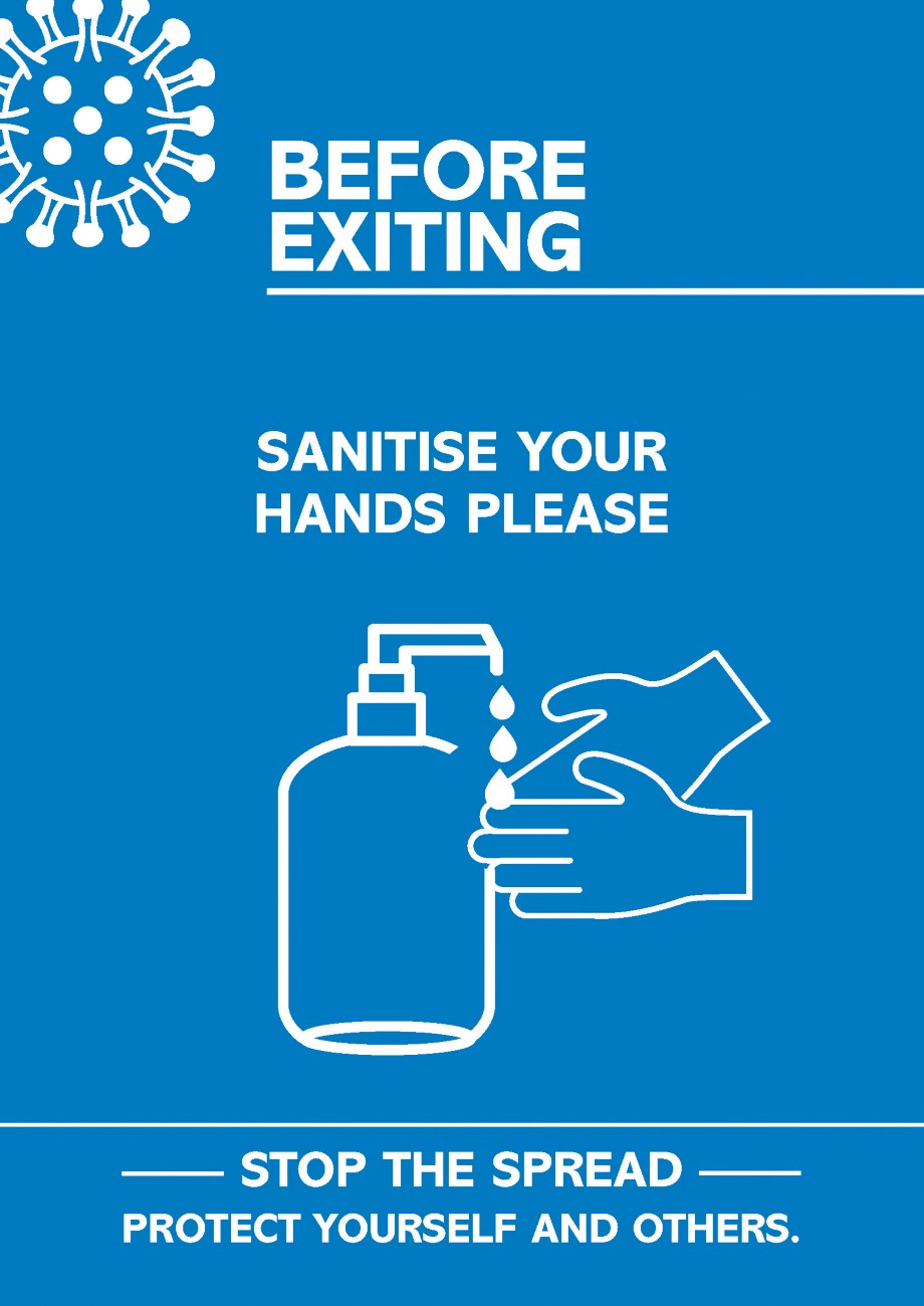Seco Health And Safety Poster Before Exiting, Sanitise Your Hands Adhesive Plastic 21 X 29.7 Cm Cvp05-A4