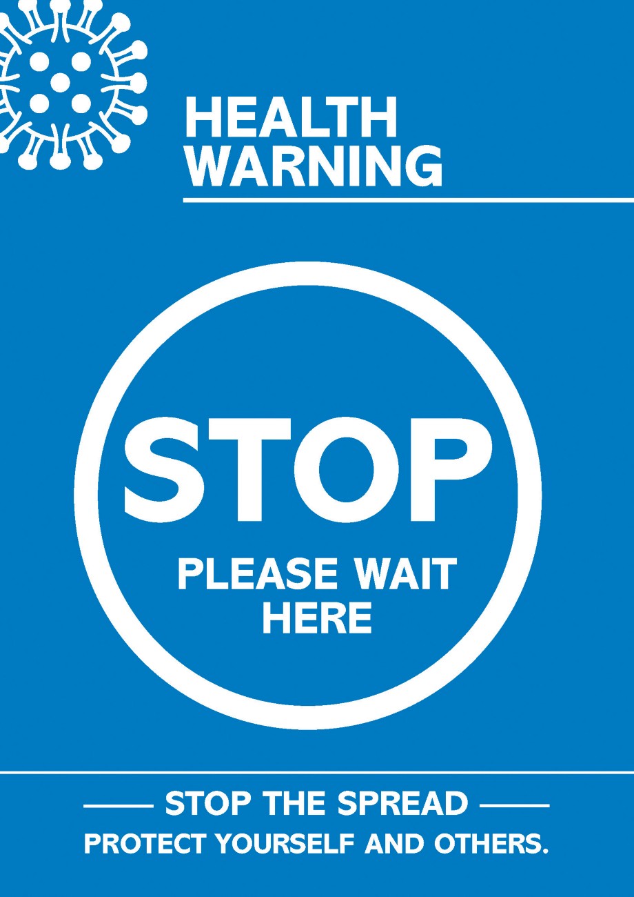 Seco Health And Safety Poster Health Warning - Stop, Please Wait Here Adhesive Plastic 29.7 X 42 Cm Cvp06-A3