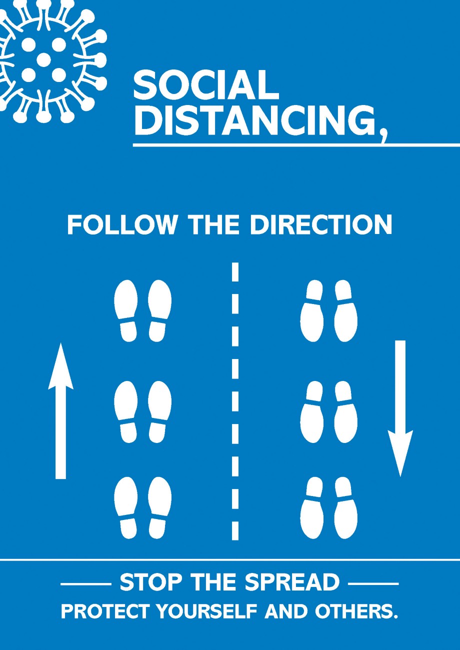 Seco Health And Safety Poster Social Distancing - Follow The Direction Adhesive Plastic 29.7 X 42 Cm Cvp15-A3