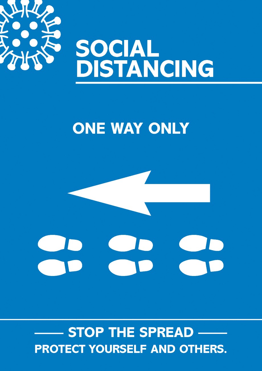 Seco Health And Safety Poster Social Distancing - One Way Only Adhesive Plastic 29.7 X 42 Cm Cvp13-A3