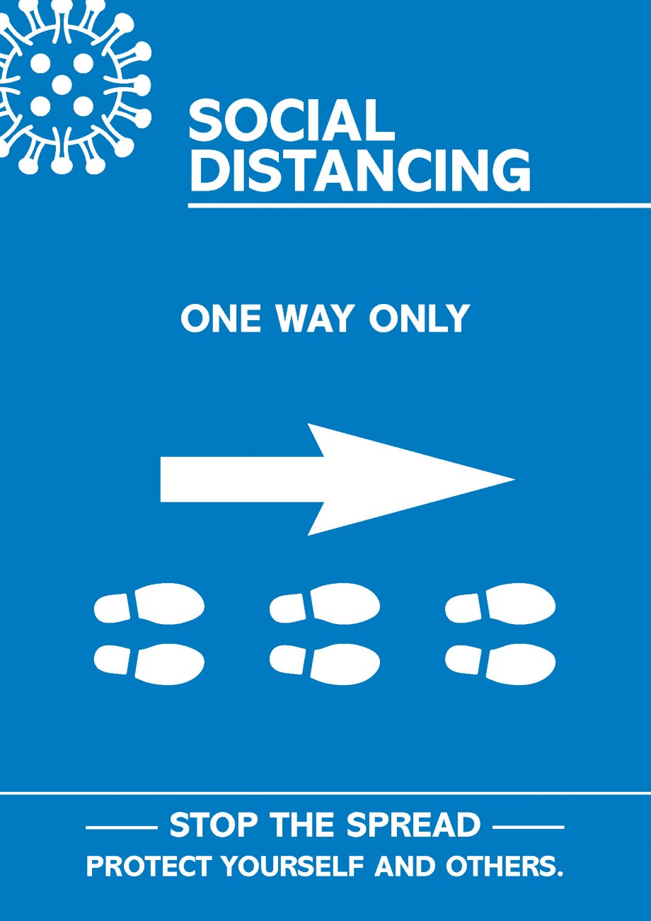 Seco Health And Safety Poster Social Distancing - One Way Only Adhesive Plastic 21 X 29.7 Cm Cvp12-A4