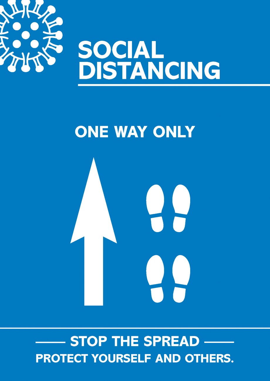Seco Health And Safety Poster Social Distancing - One Way Only Adhesive Plastic 29.7 X 42 Cm Cvp14-A3