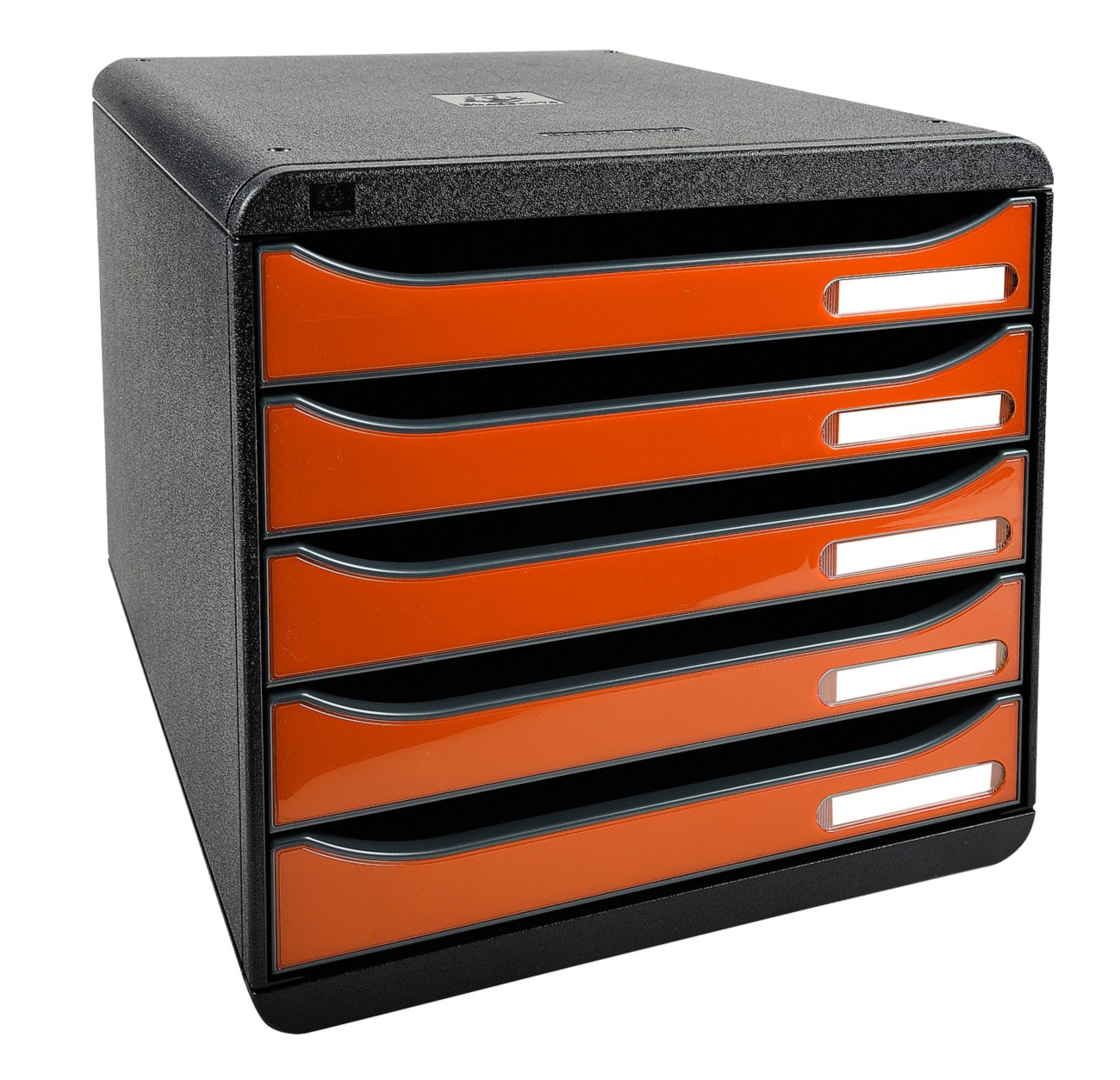 Exacompta ECOBlack Schubladenbox Kunststoff Orange, Schwarz 5 Schübe 27,8 x 34,7 x 27,1 cm DIN A4+ 1063902