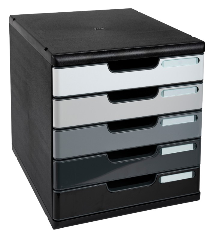 Thumbnail - Exacompta Schubladenbox mit 5 Schubladen Big Box Kunststoff Schwarz, Grau 28,8 x 35 x 32 cm