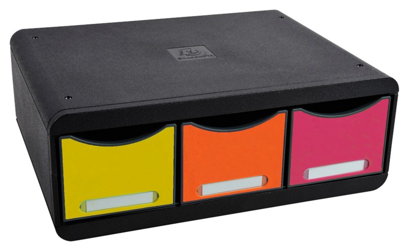 Exacompta Schubladenbox mit 3 Schubladen Toolbox Maxi Kunststoff sortiert 35,5 x 27 x 13,5 cm