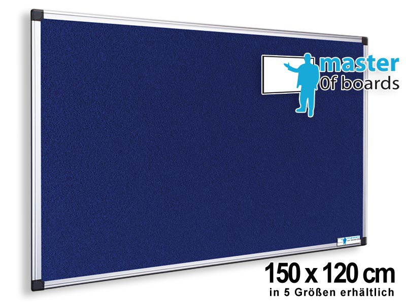 Master of Boards Filz-Pinnwand Blau mit Aluminium-Rahmen 1200 x 1500 x 15 mm