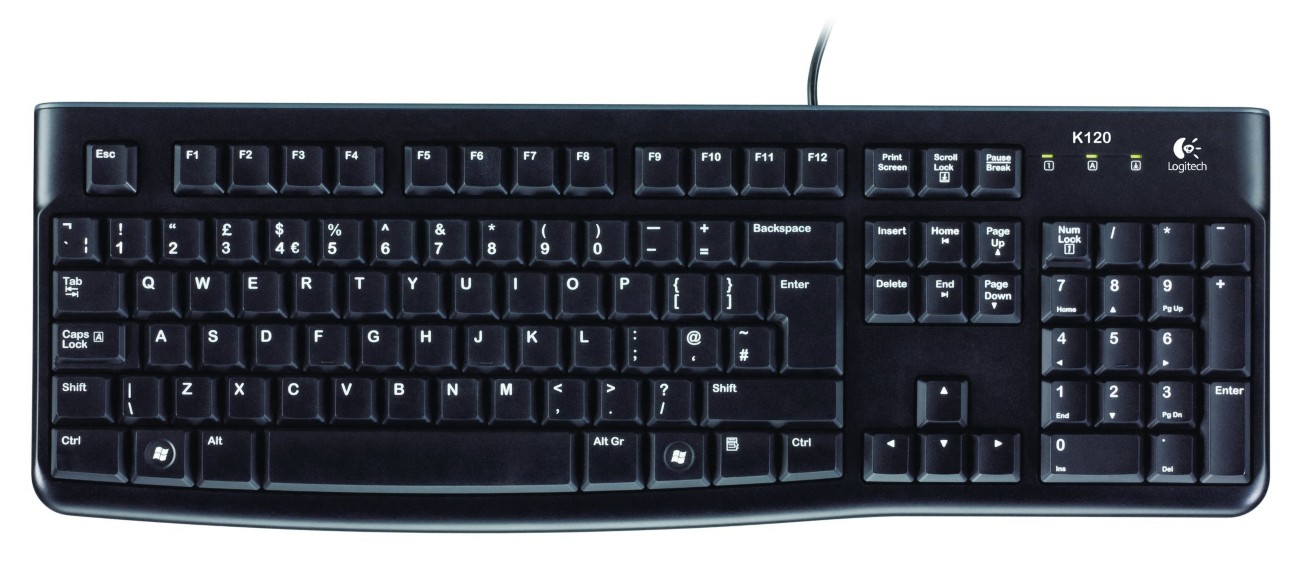 Logitech Keyboard Corded K120 Qwerty (Gb)