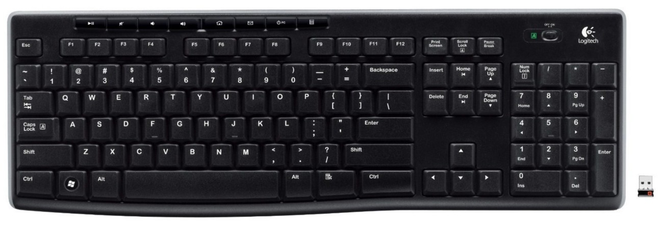 LOGITECH Tastatur K270 QWERTY Schwarz, Silber Kabellos