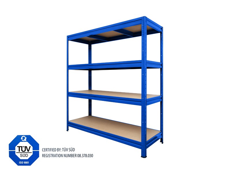 office marshal Weitspannregal 4 Fachböden Stahlblech 1.500 x 800 x 2.000 mm Blau