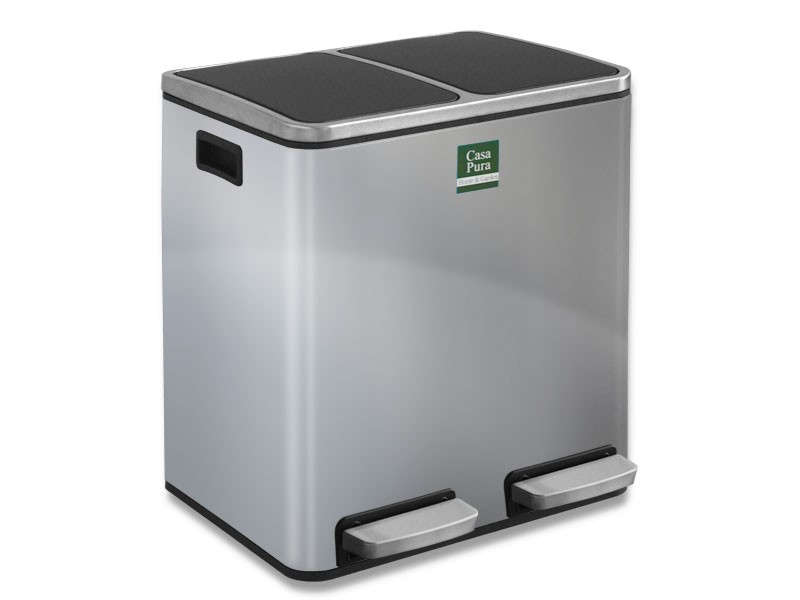 Casa Pura Treteimer Felix 2 x 30 Liter Edelstahl, Polypropylen